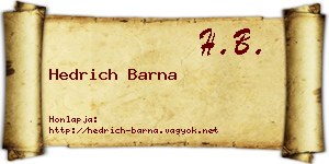 Hedrich Barna névjegykártya
